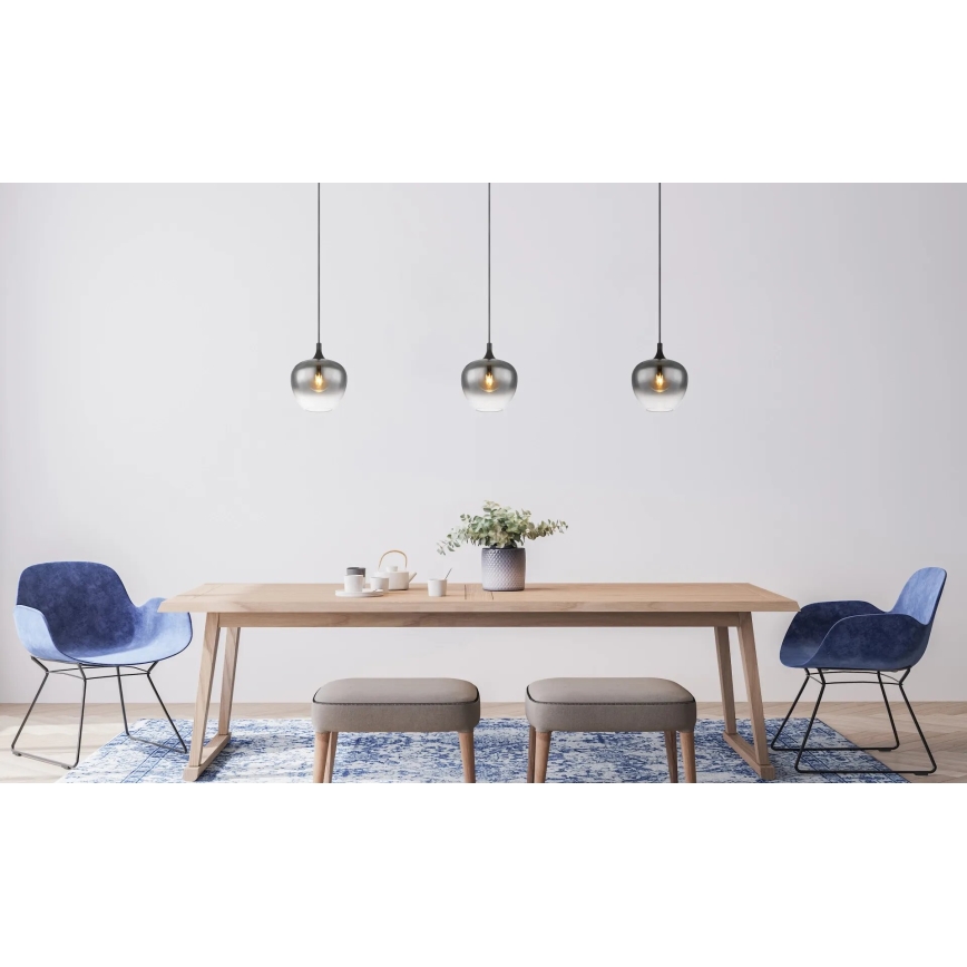 Globo - Hanglamp aan een koord 1xE27/40W/230V diameter 24 cm zwart