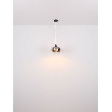 Globo - Hanglamp aan een koord 1xE27/60W/230V diameter 29 cm zwart