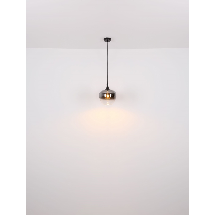 Globo - Hanglamp aan een koord 1xE27/60W/230V diameter 29 cm zwart