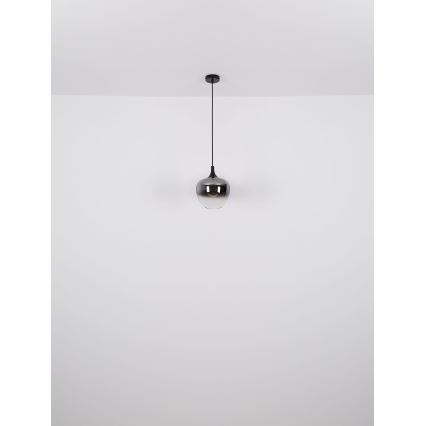 Globo - Hanglamp aan een koord 1xE27/60W/230V diameter 29 cm zwart