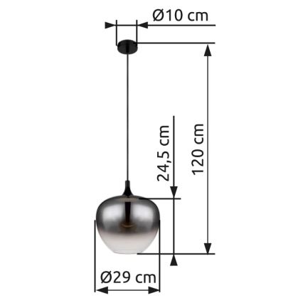Globo - Hanglamp aan een koord 1xE27/60W/230V diameter 29 cm zwart