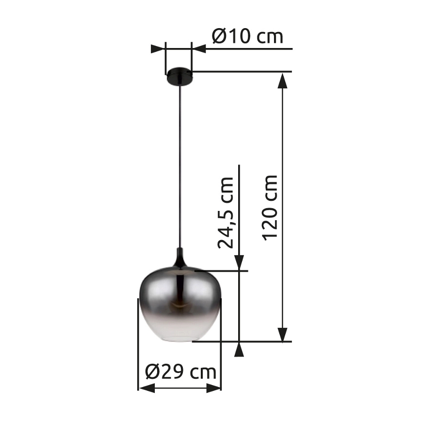 Globo - Hanglamp aan een koord 1xE27/60W/230V diameter 29 cm zwart
