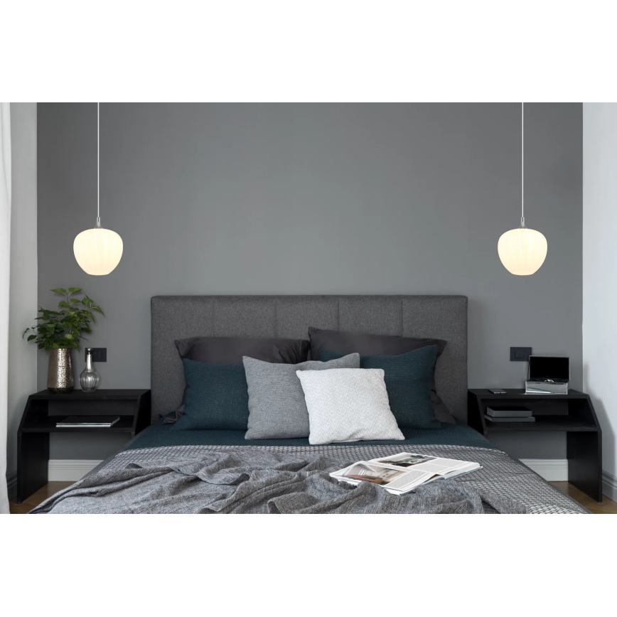 Globo - Hanglamp aan een koord 1xE27/60W/230V diameter 29 cm wit