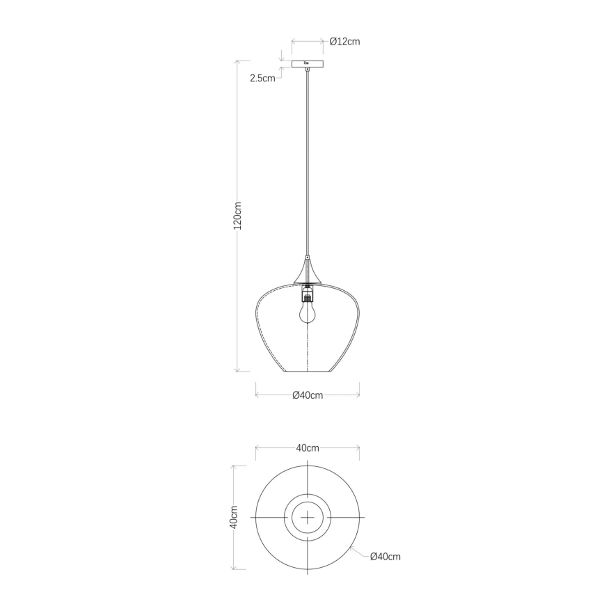 Globo - Hanglamp aan een koord 1xE27/60W/230V diameter 40 cm zwart