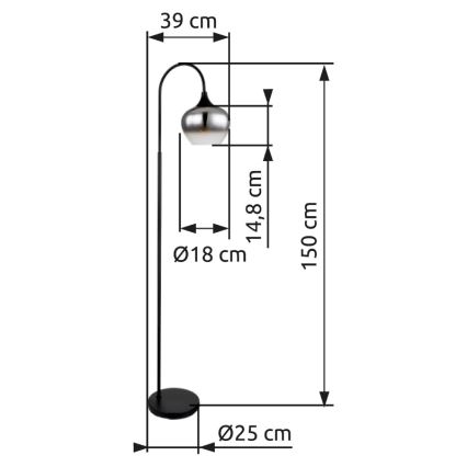 Globo - Staande lamp 1xE27/40W/230V zwart/gerookt