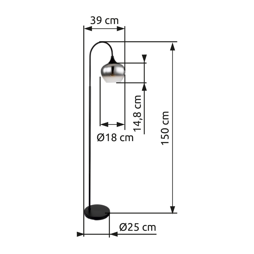 Globo - Staande lamp 1xE27/40W/230V zwart/gerookt