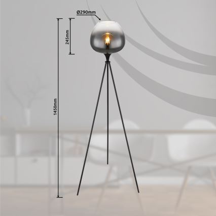 Globo - Vloerlamp 1xE27/60W/230V zwart