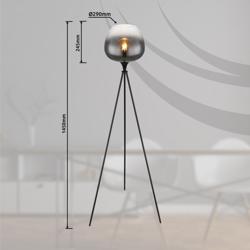 Globo - Vloerlamp 1xE27/60W/230V zwart