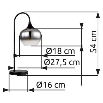 Globo - Tafellamp 1xE27/40W/230V zwart