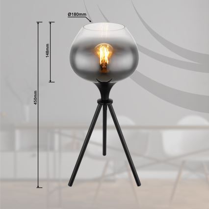 Globo - Lampe de table 1xE27/40W/230V noire