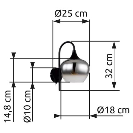 Globo - Wandlamp 1xE27/40W/230V zwart