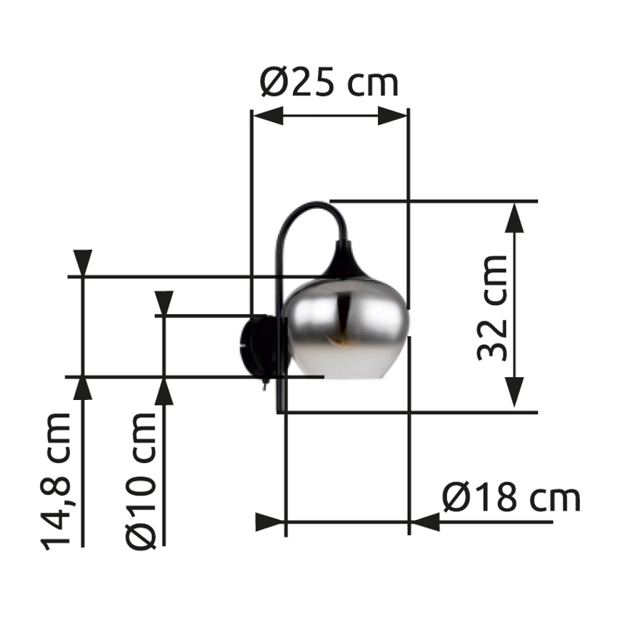 Globo - Wandlamp 1xE27/40W/230V zwart