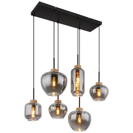 Globo - Lustre sur câble 6xE27/40W/230V noir