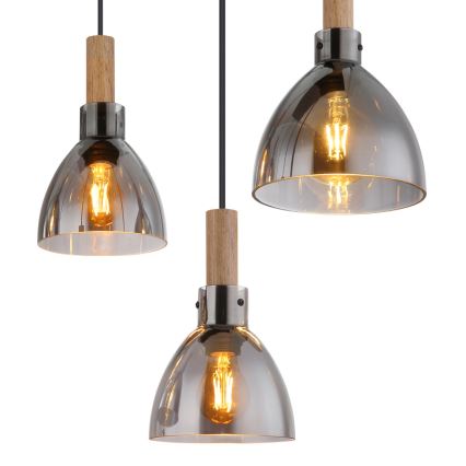 Globo - Suspension sur câble 6xE27/6W/230V noir/fumé