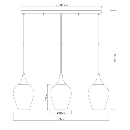 Globo - Suspension filaire 3xE27/60W/230V