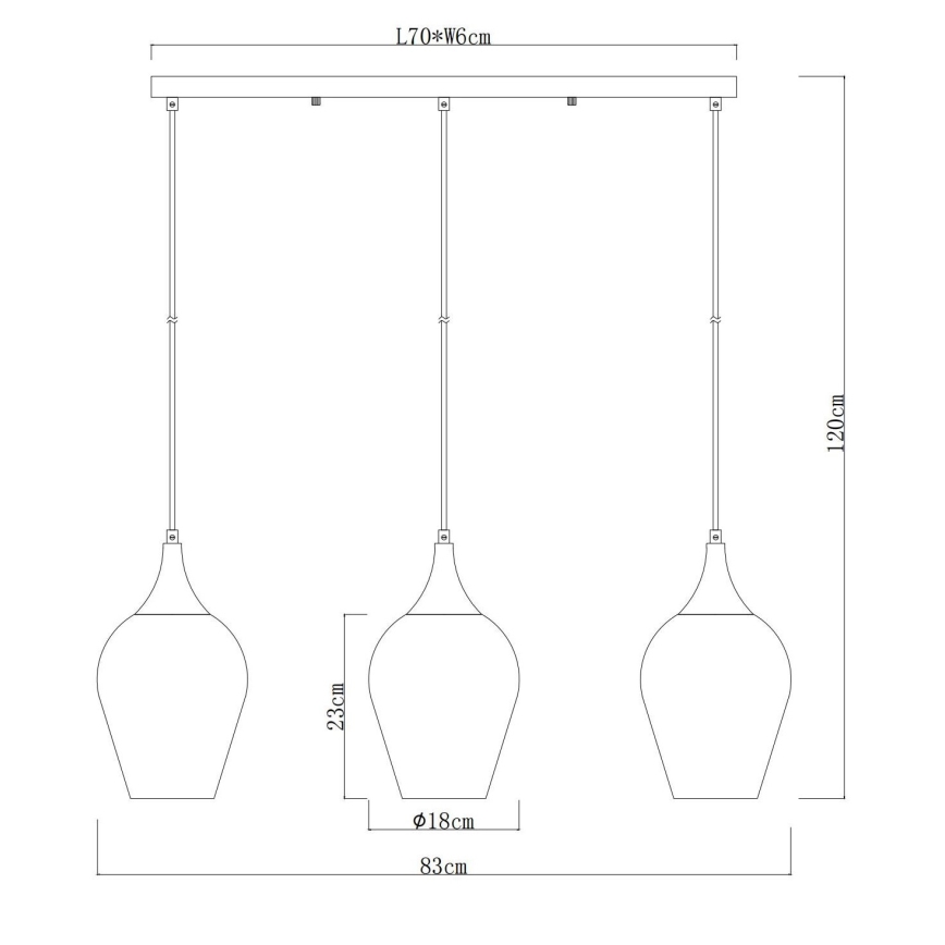 Globo - Suspension filaire 3xE27/60W/230V