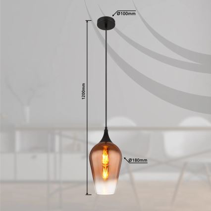 Globo - Hanglamp aan een koord 1xE27/60W/230V diameter 18 cm koper