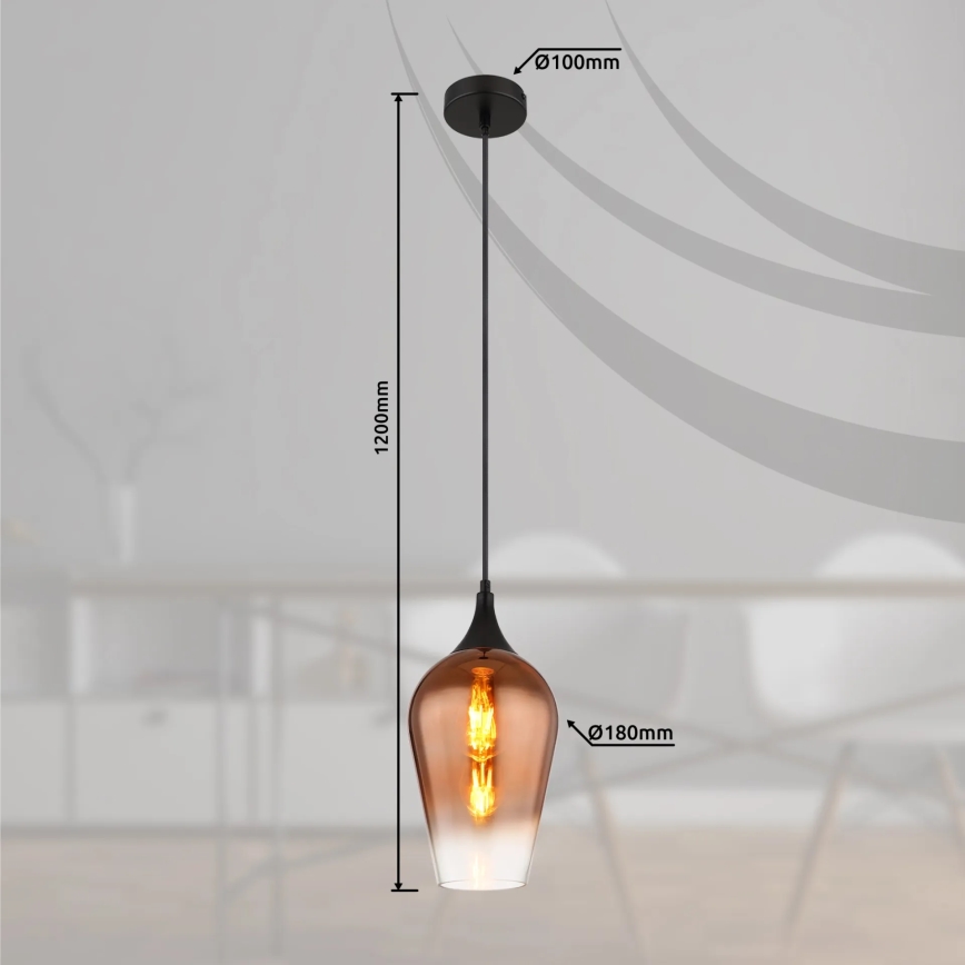 Globo - Hanglamp aan een koord 1xE27/60W/230V diameter 18 cm koper
