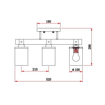 Globo - Bevestigde hanglamp 3xE27/60W/230V eiken