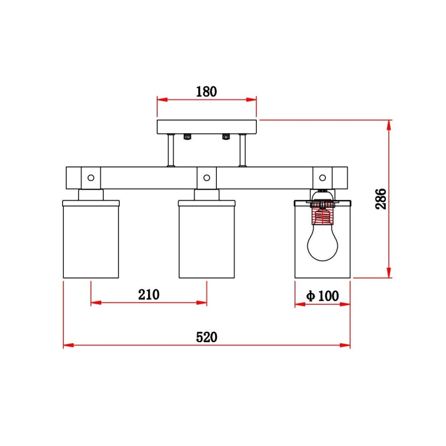 Globo - Bevestigde hanglamp 3xE27/60W/230V eiken
