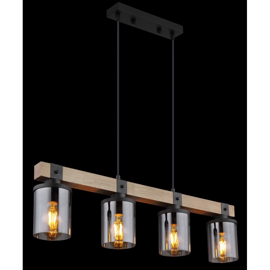 Globo - Hanglamp aan een koord 4xE27/60W/230V eiken