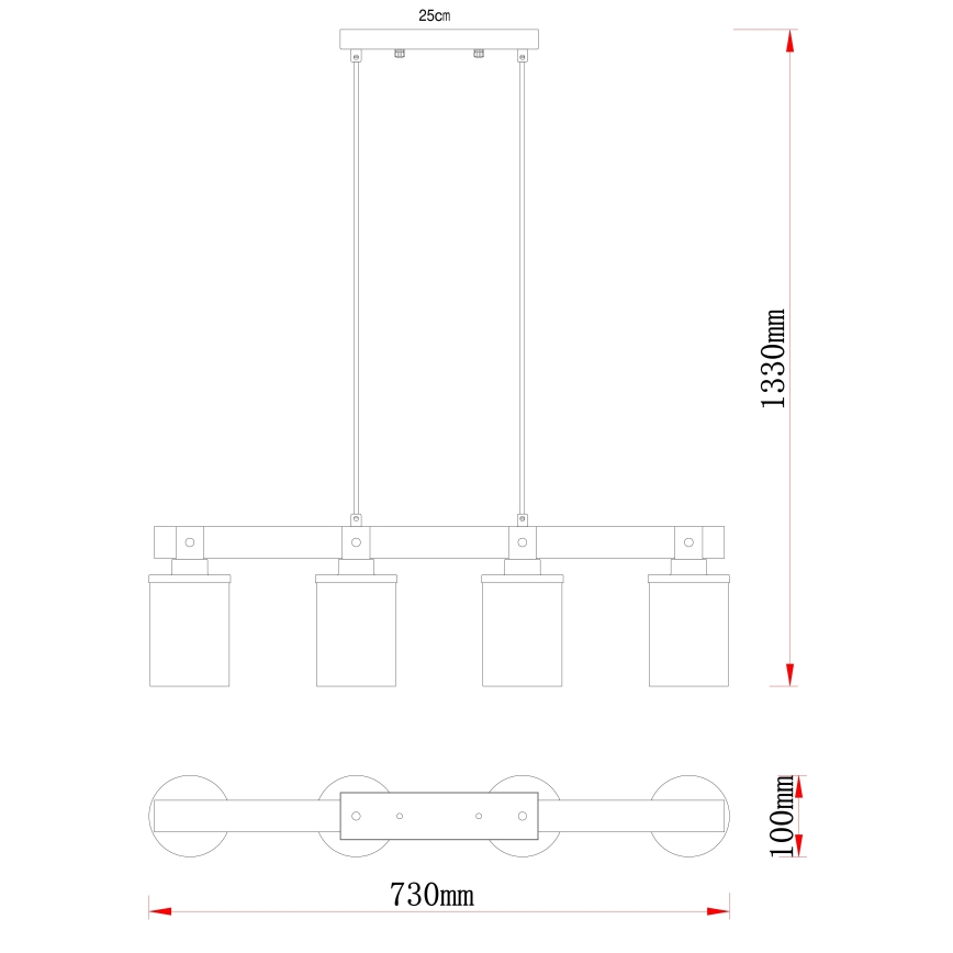 Globo - Hanglamp aan een koord 4xE27/60W/230V eiken