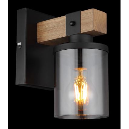 Globo - Wandlamp 1xE27/60W/230V eiken/gerookt