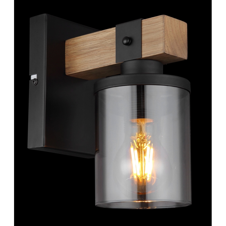 Globo - Wandlamp 1xE27/60W/230V eiken/gerookt