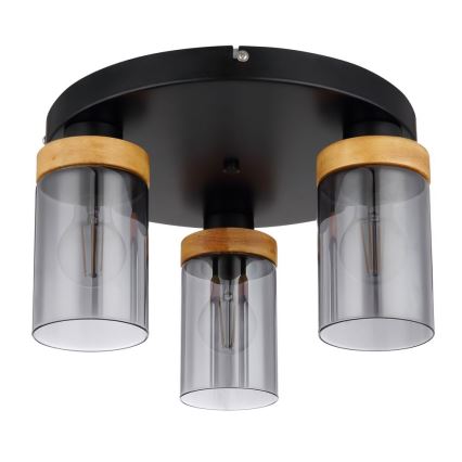 Globo - Bevestigde hanglamp 3xE27/40W/230V metaal/hout