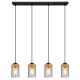Globo - Hanglamp aan een koord 4xE27/40W/230V metaal/hout