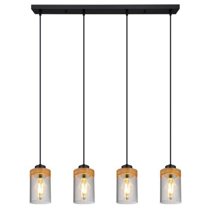 Globo - Hanglamp aan kabel 4xE27/40W/230V metaal/hout