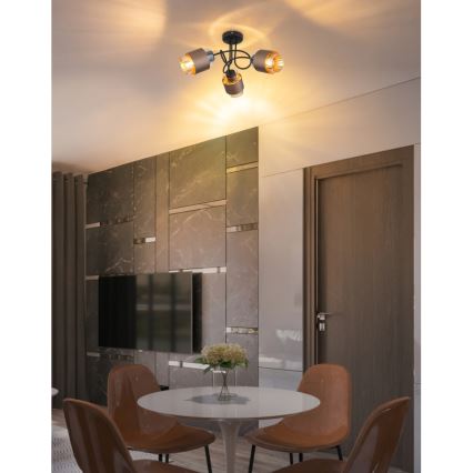 Globo - Opbouwkroonluchter 3xE27/40W/230V zwart/bronzen