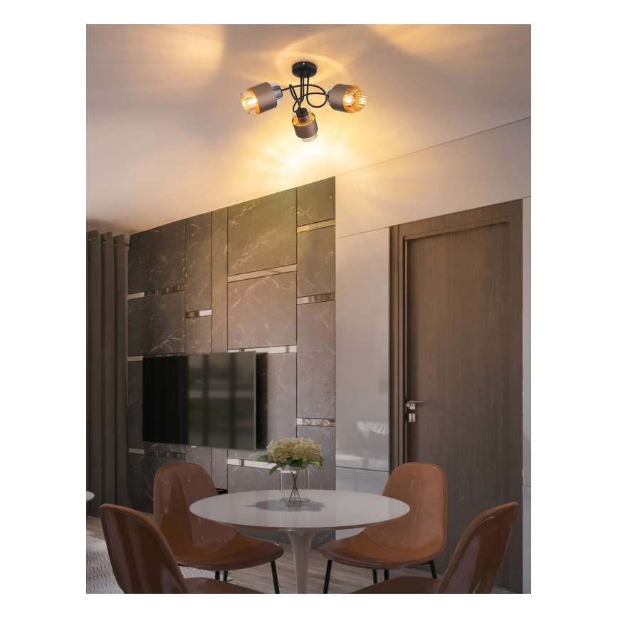Globo - Opbouwkroonluchter 3xE27/40W/230V zwart/bronzen