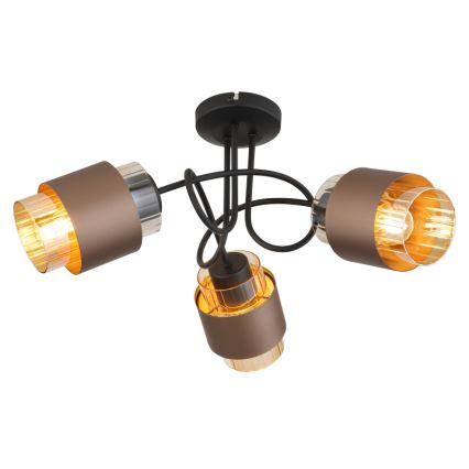 Globo - Lustre fixé au plafond 3xE27/40W/230V noir/bronze