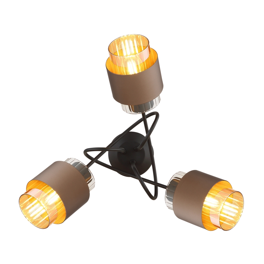 Globo - Lustre fixé au plafond 3xE27/40W/230V noir/bronze