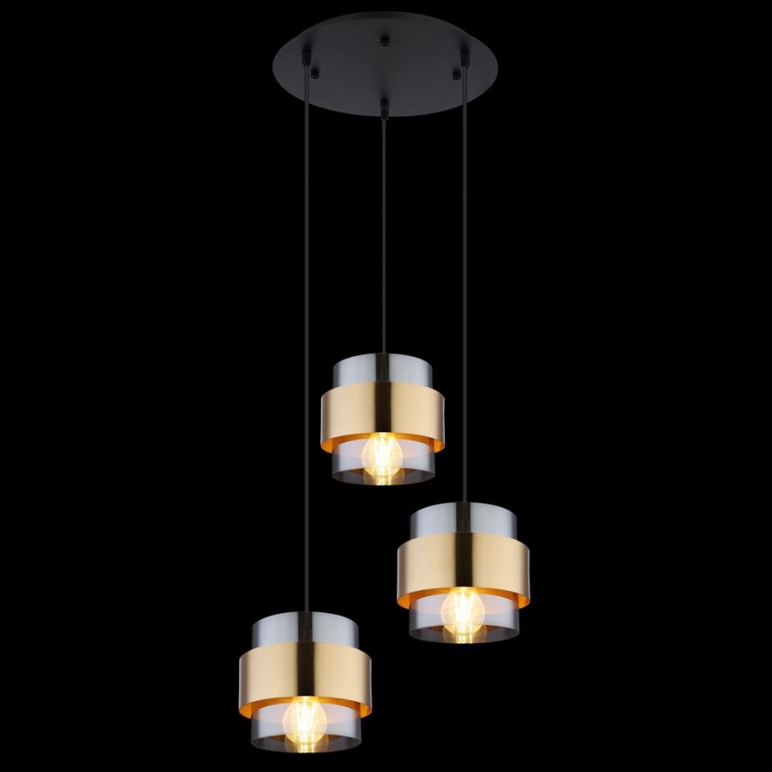 Globo - Hanglamp aan kabel 3xE27/60W/230V zwart/messing