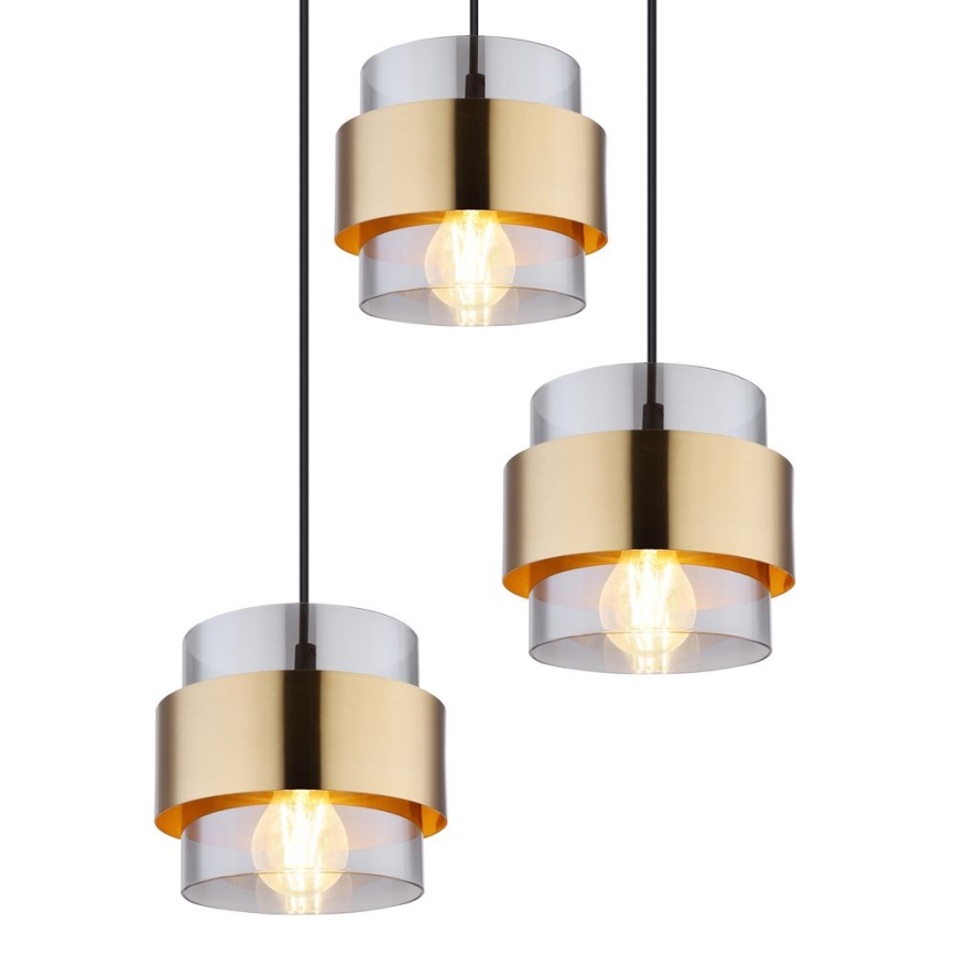 Globo - Hanglamp aan kabel 3xE27/60W/230V zwart/messing