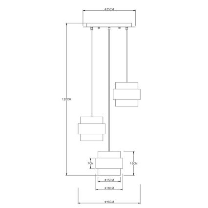 Globo - Hanglamp aan kabel 3xE27/60W/230V zwart/messing