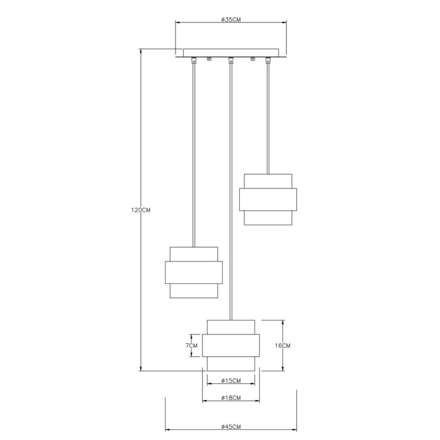 Globo - Hanglamp aan kabel 3xE27/60W/230V zwart/messing