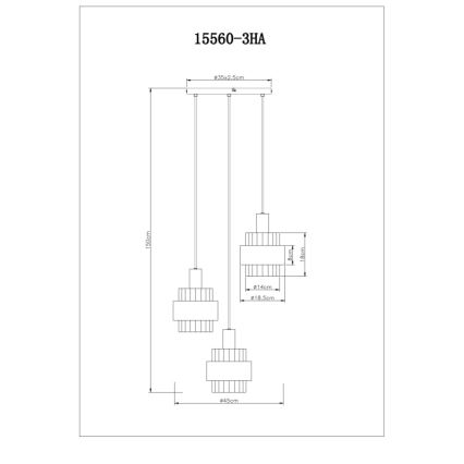 Globo - Hanglamp aan een koord 3xE27/60W/230V diameter 45 cm