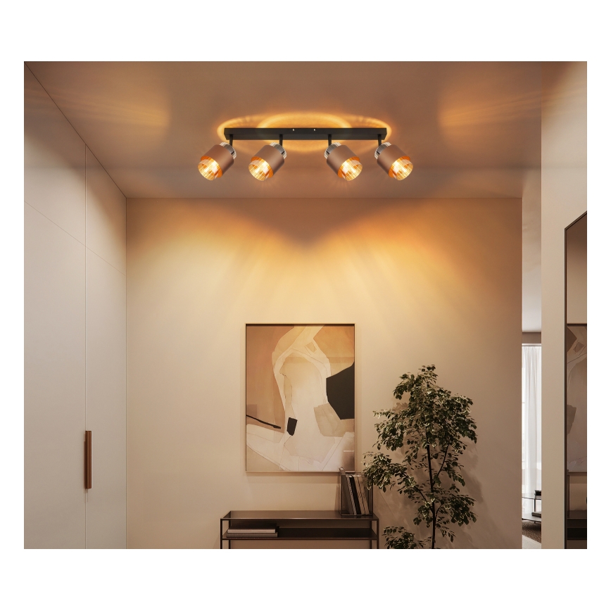 Globo - Spotlamp 4xE27/40W/230V zwart/brons