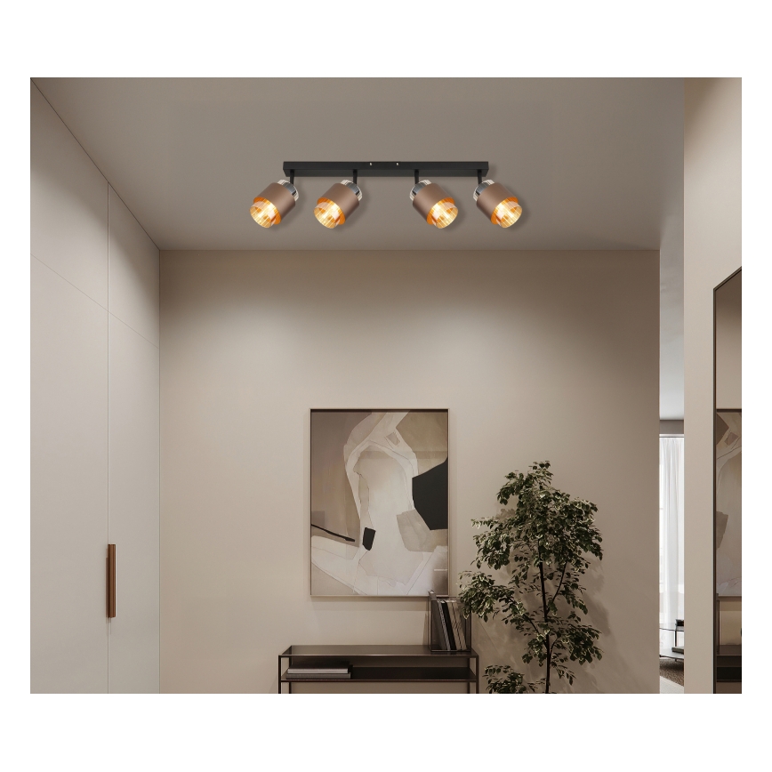 Globo - Spotlamp 4xE27/40W/230V zwart/brons