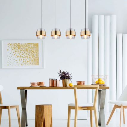 Globo - Hanglamp aan kabel 4xE27/60W/230V zwart/messing