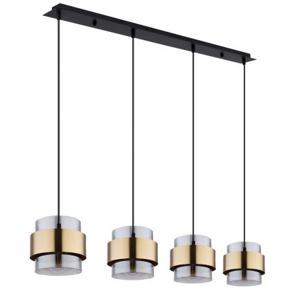 Globo - Hanglamp aan kabel 4xE27/60W/230V zwart/messing
