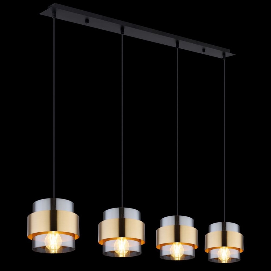 Globo - Hanglamp aan kabel 4xE27/60W/230V zwart/messing