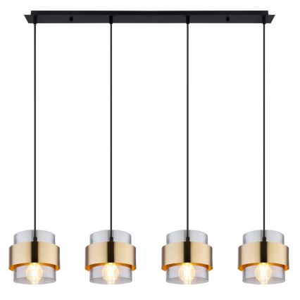 Globo - Hanglamp aan kabel 4xE27/60W/230V zwart/messing