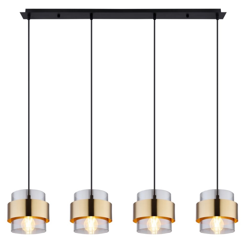 Globo - Hanglamp aan kabel 4xE27/60W/230V zwart/messing