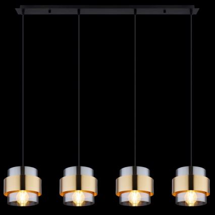 Globo - Hanglamp aan kabel 4xE27/60W/230V zwart/messing
