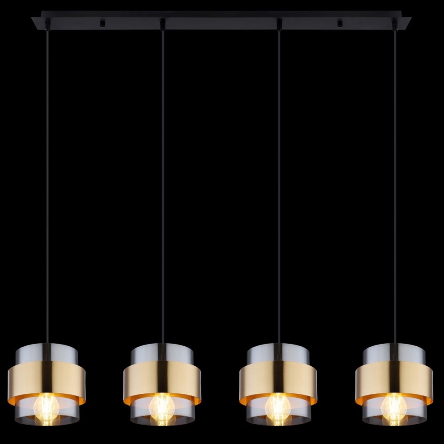 Globo - Hanglamp aan kabel 4xE27/60W/230V zwart/messing