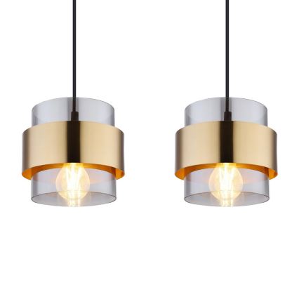 Globo - Hanglamp aan kabel 4xE27/60W/230V zwart/messing